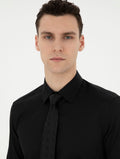 Black Slim Fit Long Sleeve Basic Shirt