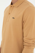 Men's Regular Fit Polo Neck Camel Basic Sweatshirt