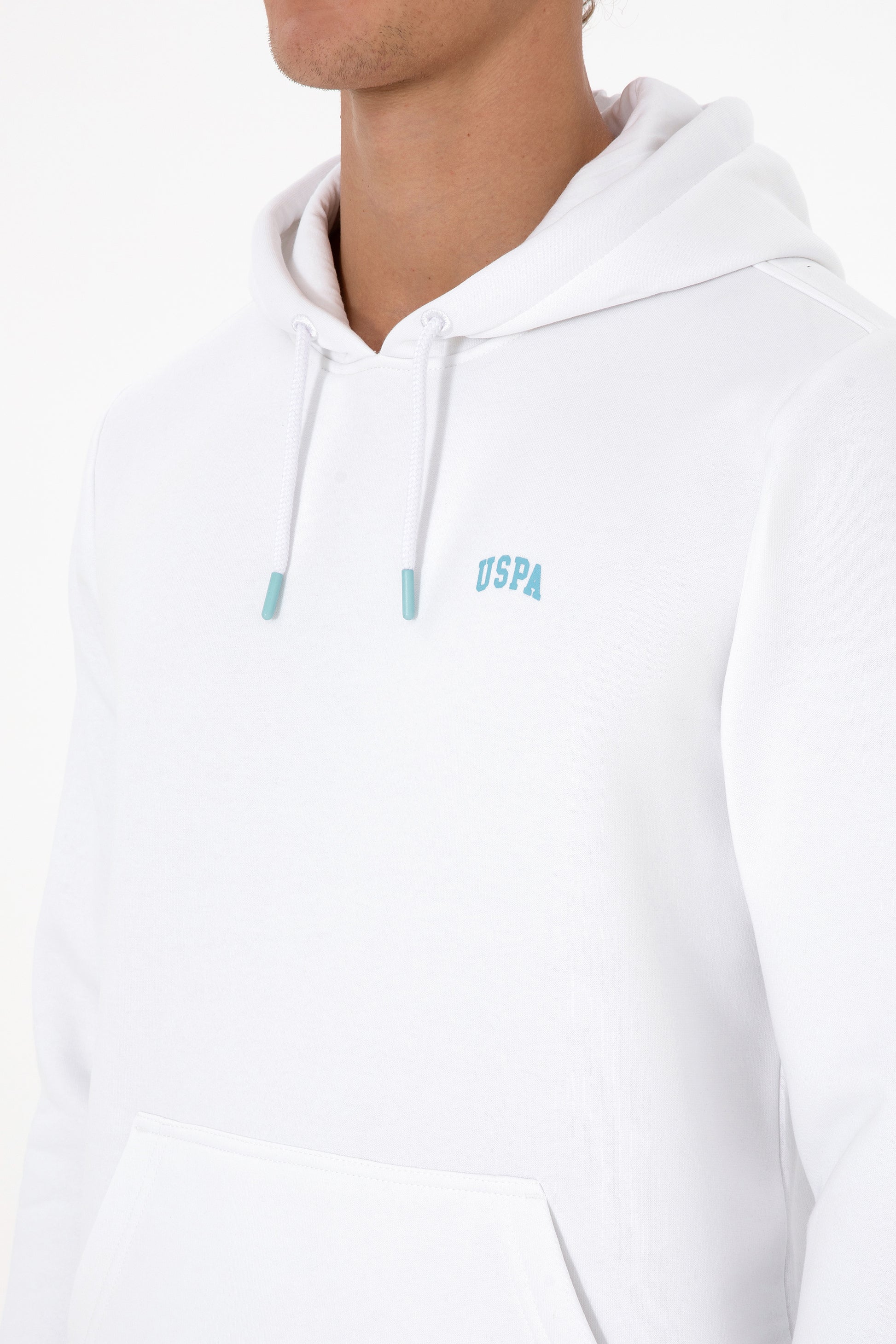 Erkek Regular Fit Kapüşonlu Beyaz Basic Sweatshirt