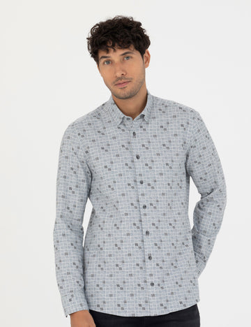 Blue Slim Fit Long Sleeve Shirt