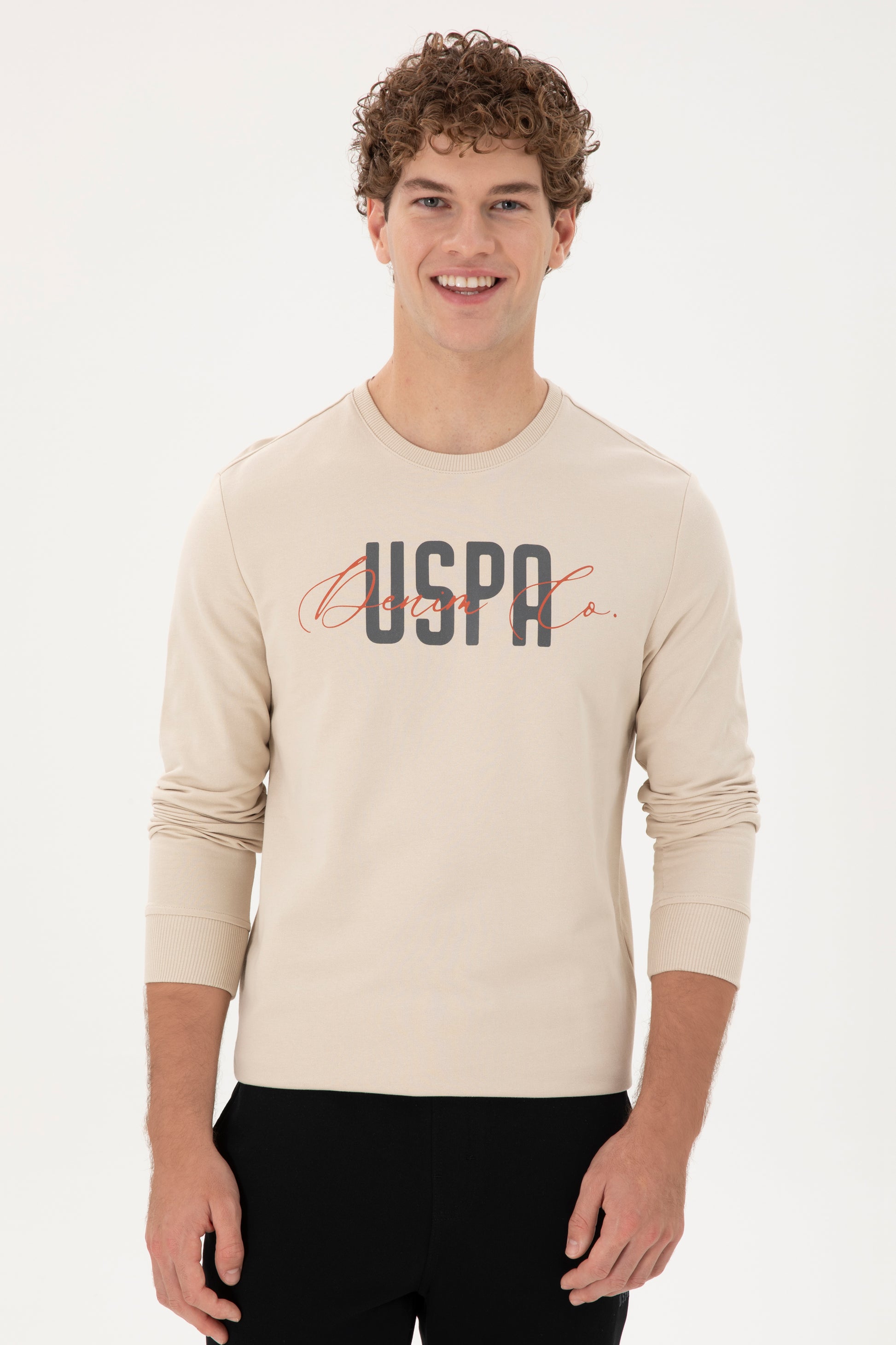 Men's Regular Fit Crew Neck Printed Stone Sweatshirt