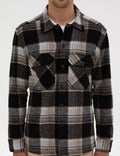 Black Classic Collar Double Pockets Lumberjack Shirt Jacket
