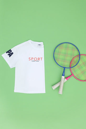Girls' White Crew Neck T-Shirt