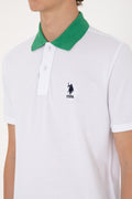 Men's Regular Fit Polo Neck White T-Shirt