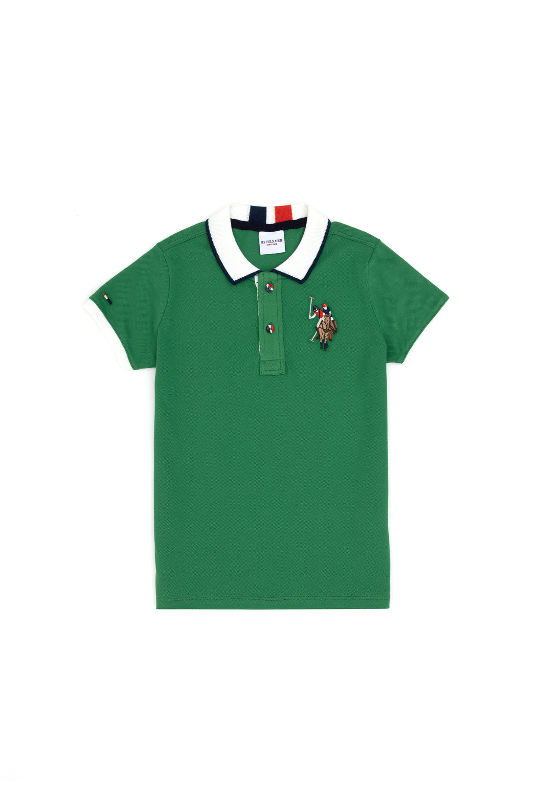 Boy's Green Basic Polo Neck T-Shirt