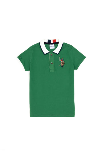 Boy's Green Basic Polo Neck T-Shirt