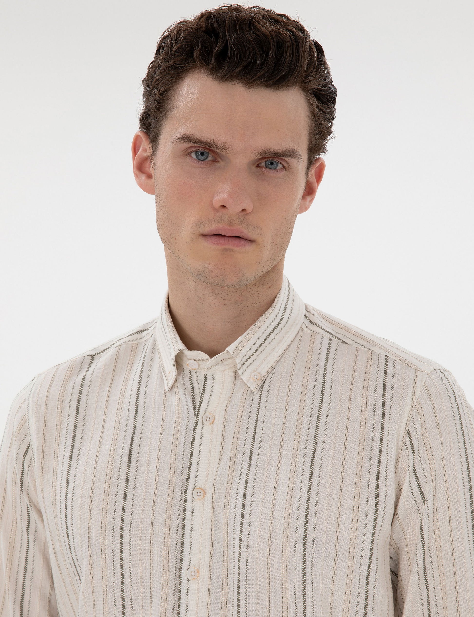 Khaki Regular Fit Long Sleeve Shirt