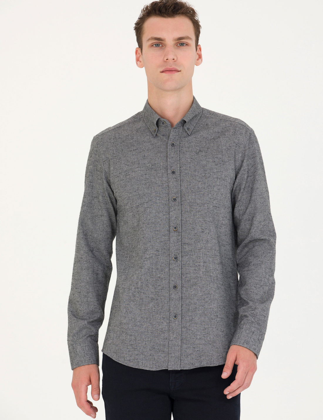 Grey Slim Fit Long Sleeve Shirt