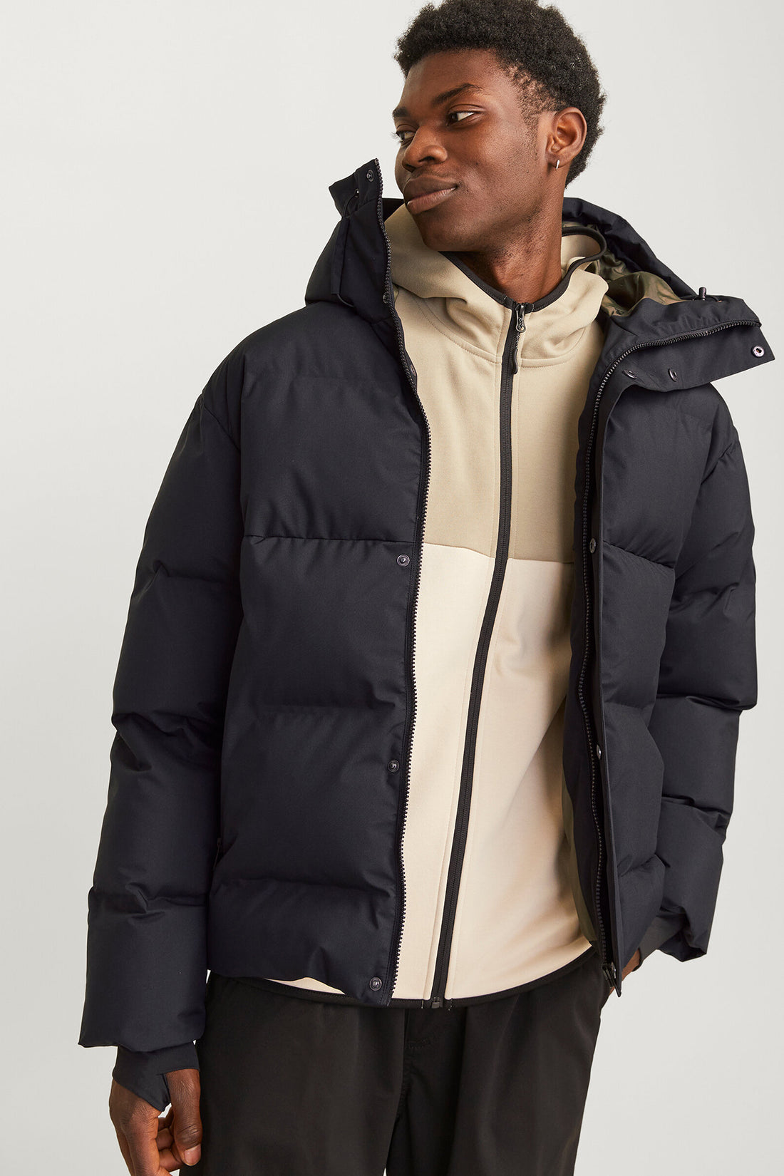 Men's Jcoalpha Hooded Windproof Puffer Coat 12261971 Black