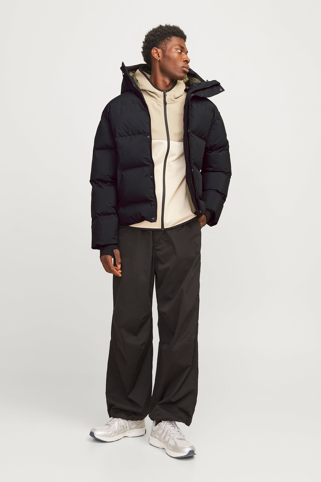 Men's Jcoalpha Hooded Windproof Puffer Coat 12261971 Black