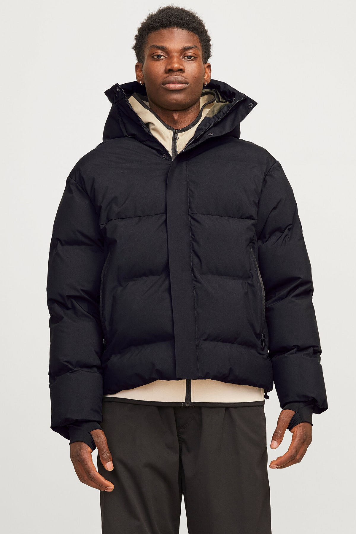 Men's Jcoalpha Hooded Windproof Puffer Coat 12261971 Black