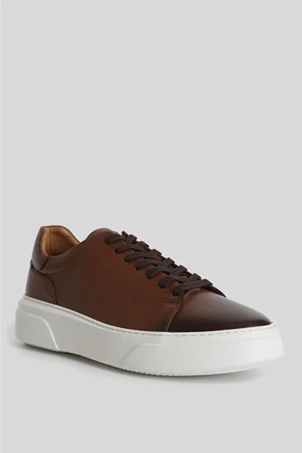 Lufian Tommy Men’s Leather Sneaker Shoes Brown
