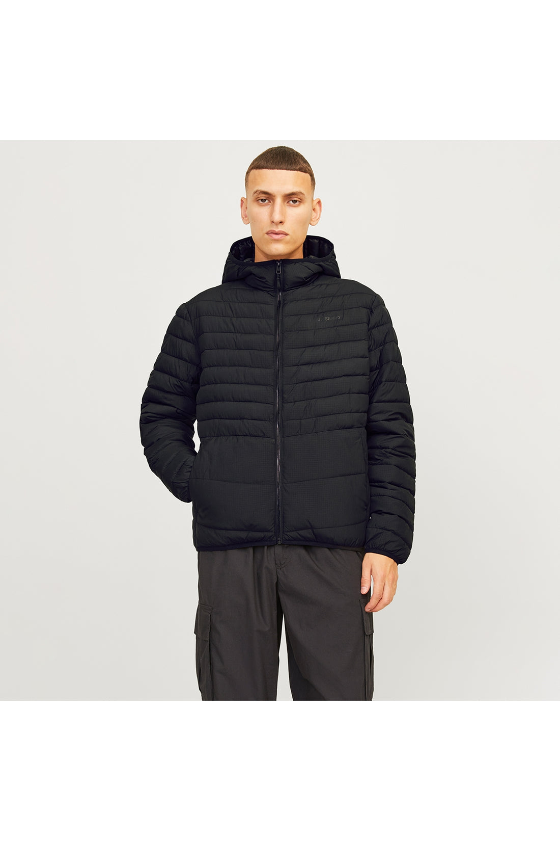 Jack&Jones State Packable Puffer Hood Men's Black Hooded Coat