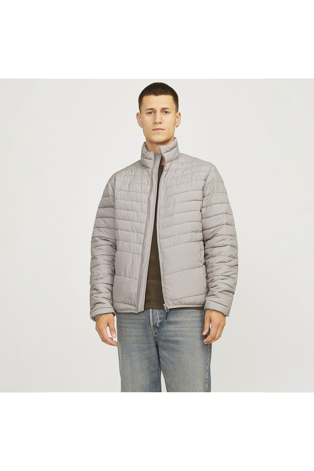 Jack&Jones State Packable Puffer Collar Men's Beige Stand Collar Coat