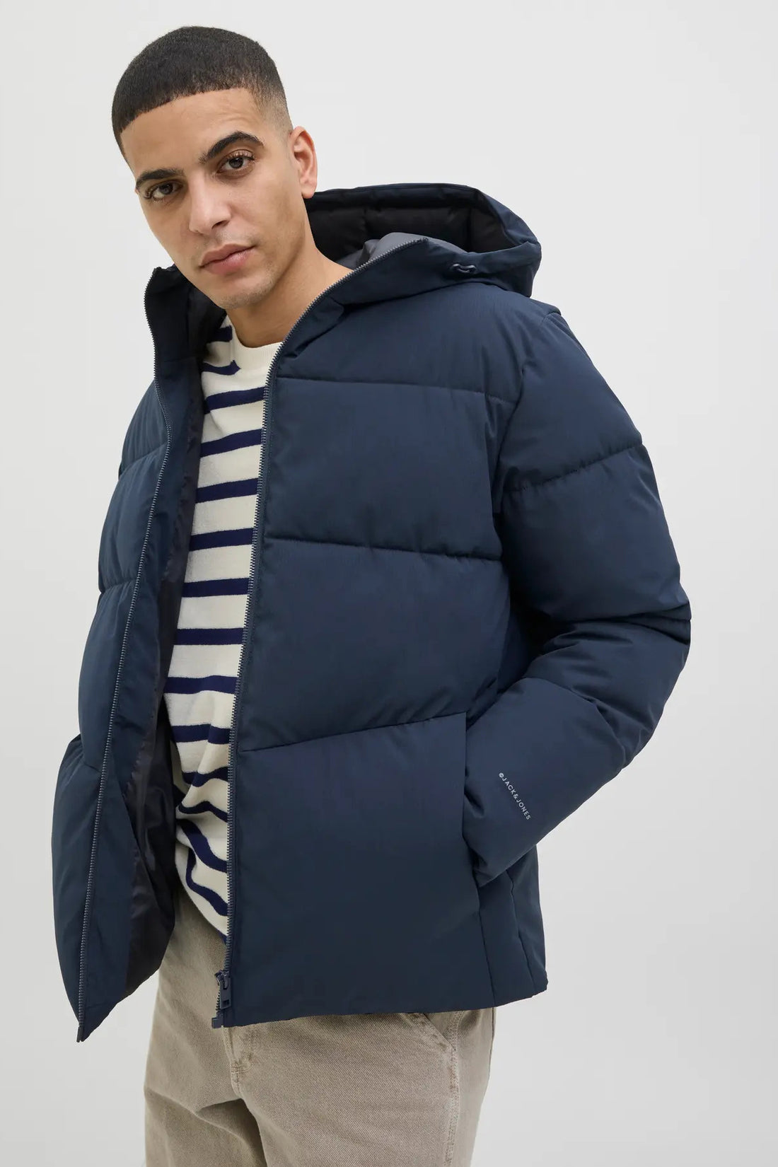 Men's Jjglobal Hooded Inflatable Coat 12283517 Navy Blue