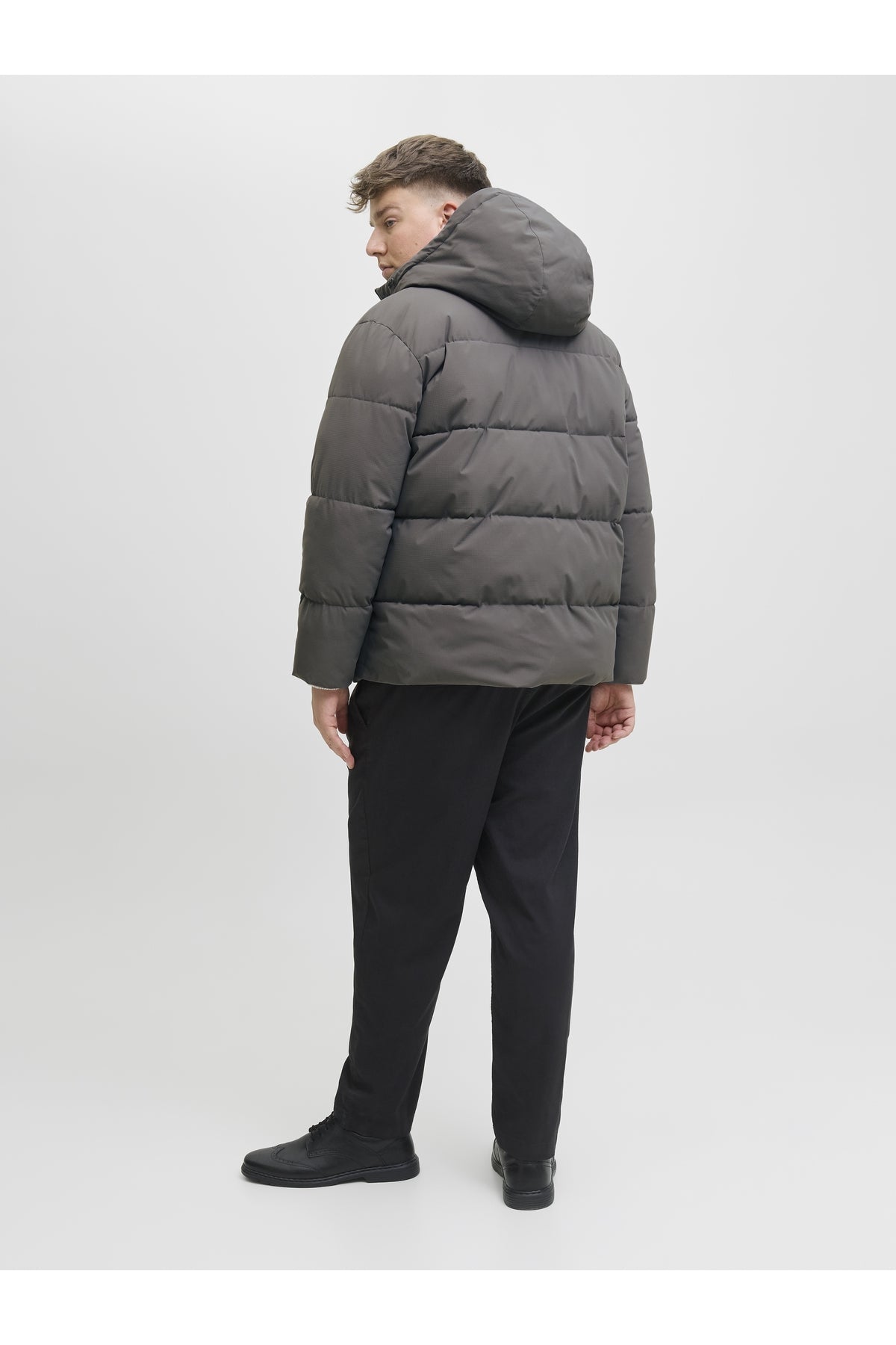 Jack Jones Jjglobal Puffer Jacket Pls Men's Grey Plus Size Coats 12283873-05