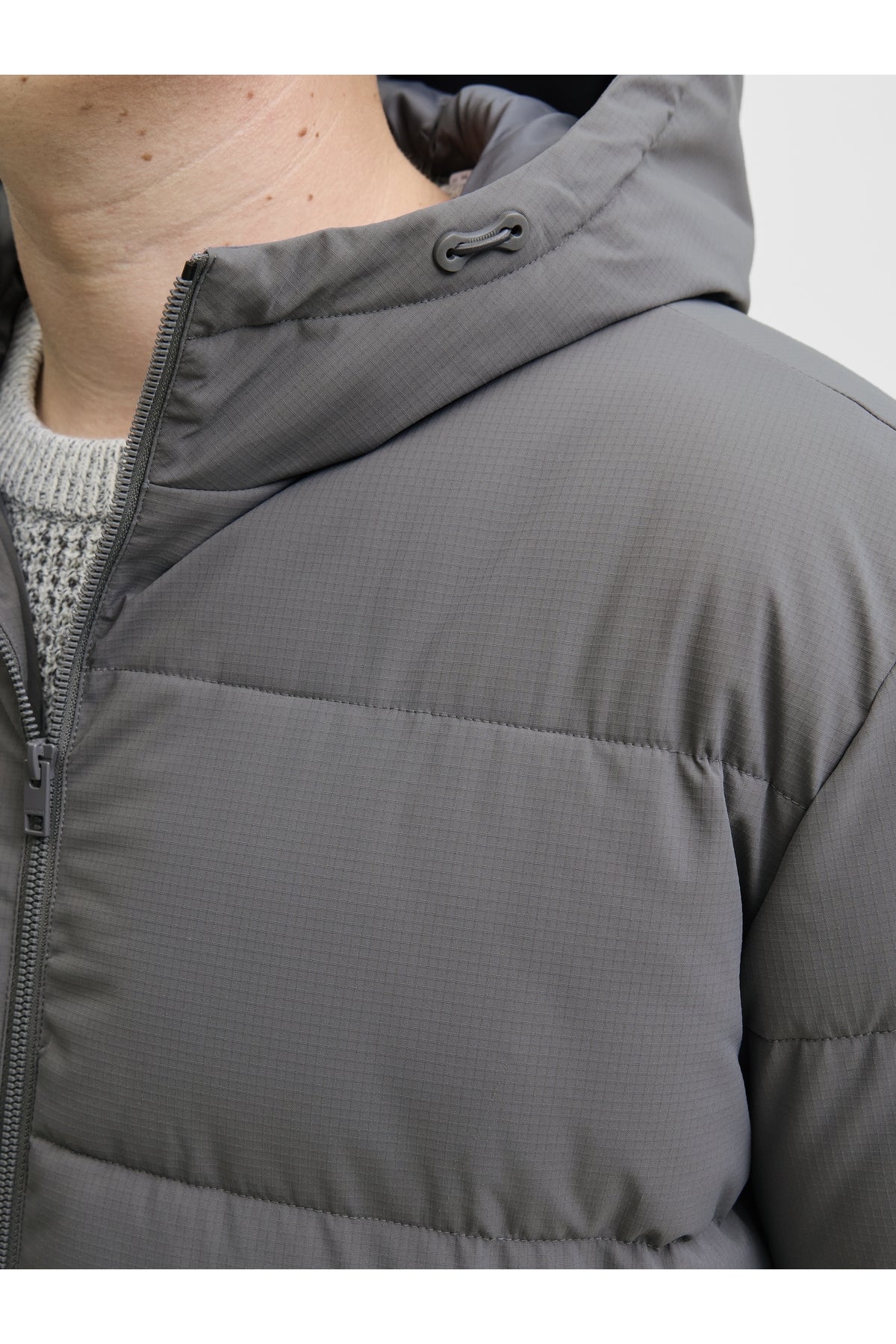 Jack Jones Jjglobal Puffer Jacket Pls Men's Grey Plus Size Coats 12283873-05