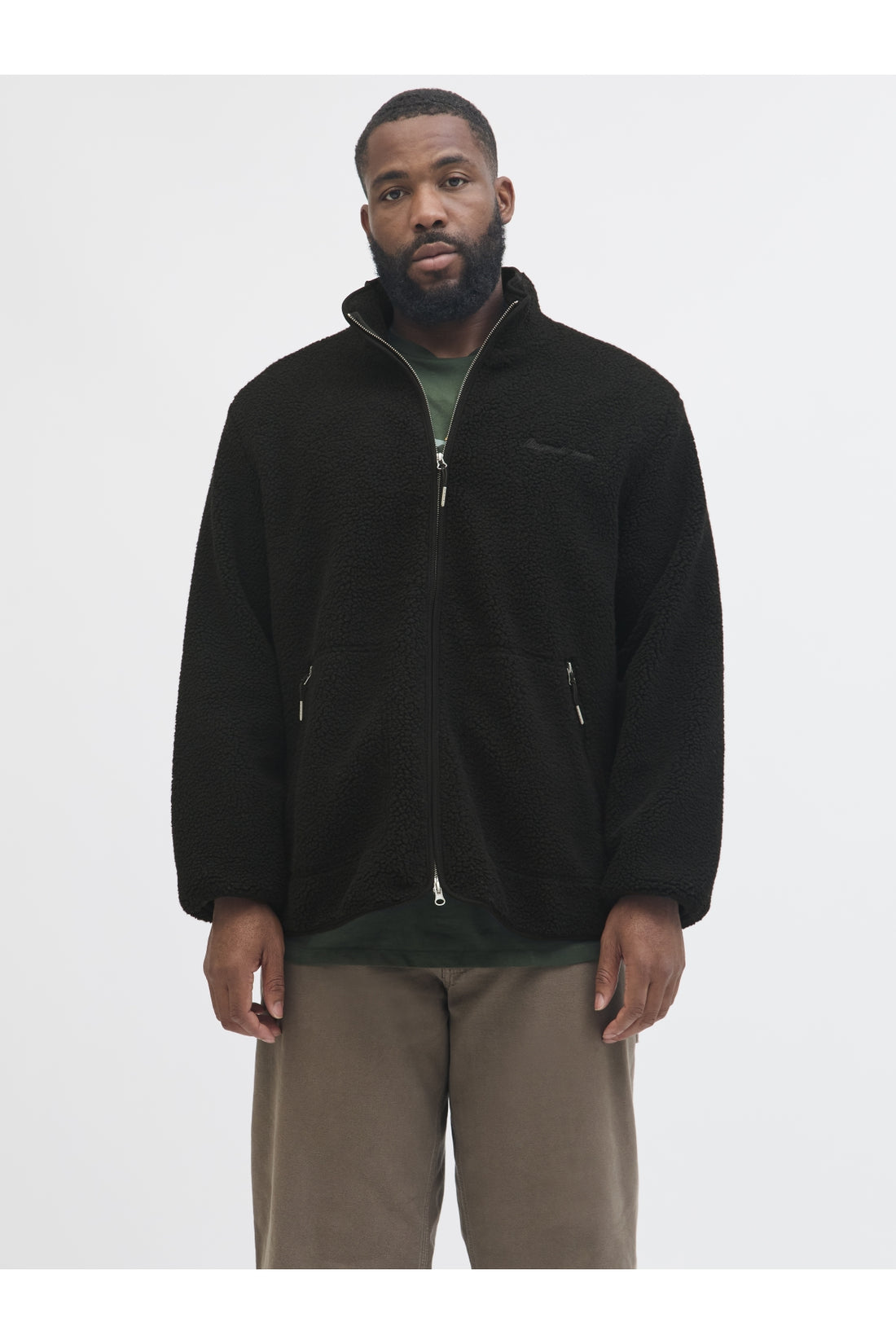 Jack Jones Jornorrebro Teddy Jacket Pls Men's Black Plus Size Coats 12284073-02