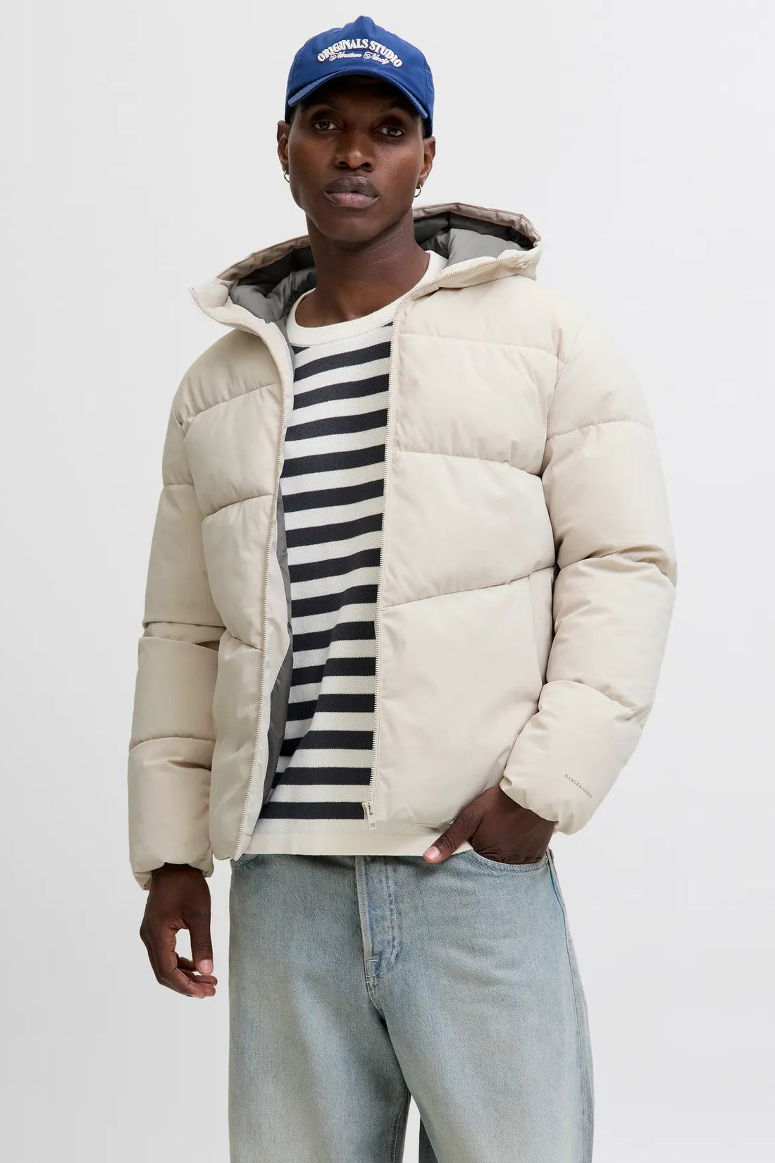 Men's Jjglobal Hooded Inflatable Coat 12283517 Ecru