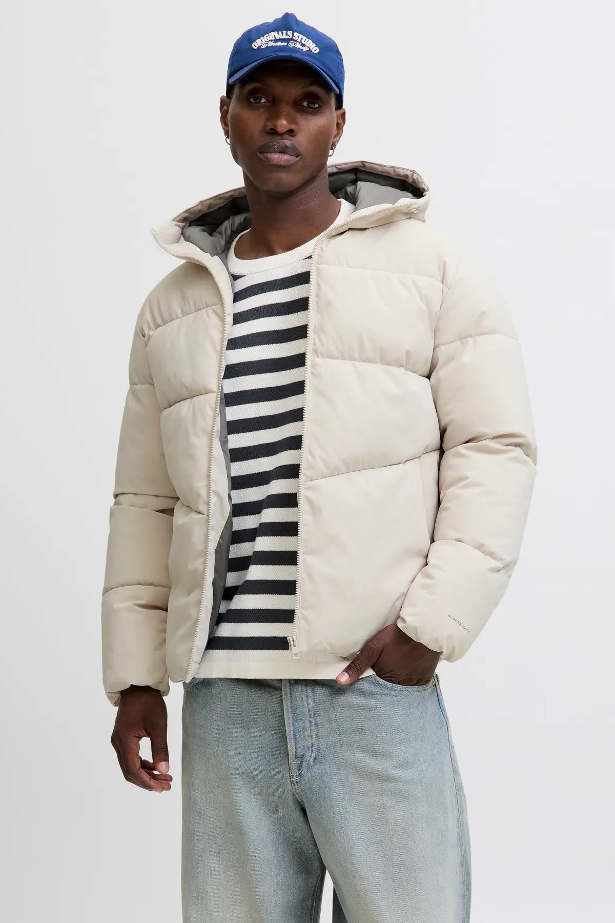 Men's Jjglobal Hooded Inflatable Coat 12283517 Ecru