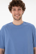 Men's Oversize Fit Crew Neck Dark Blue T-Shirt