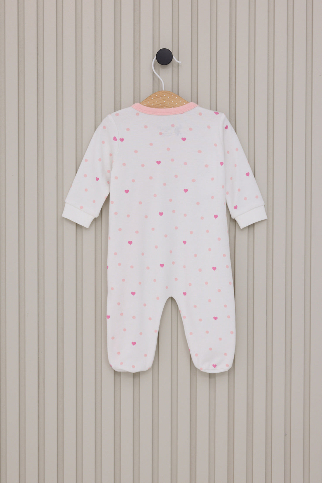 Baby Girl White Heart Pattern 100% Cotton Bootie Jumpsuit