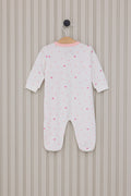 Baby Girl White Heart Pattern 100% Cotton Bootie Jumpsuit