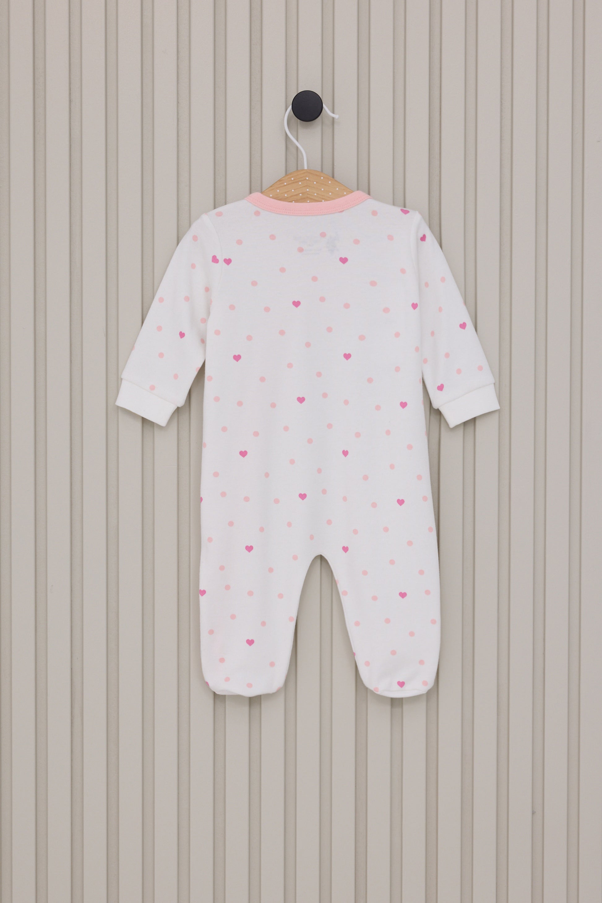 Baby Girl White Heart Pattern 100% Cotton Bootie Jumpsuit