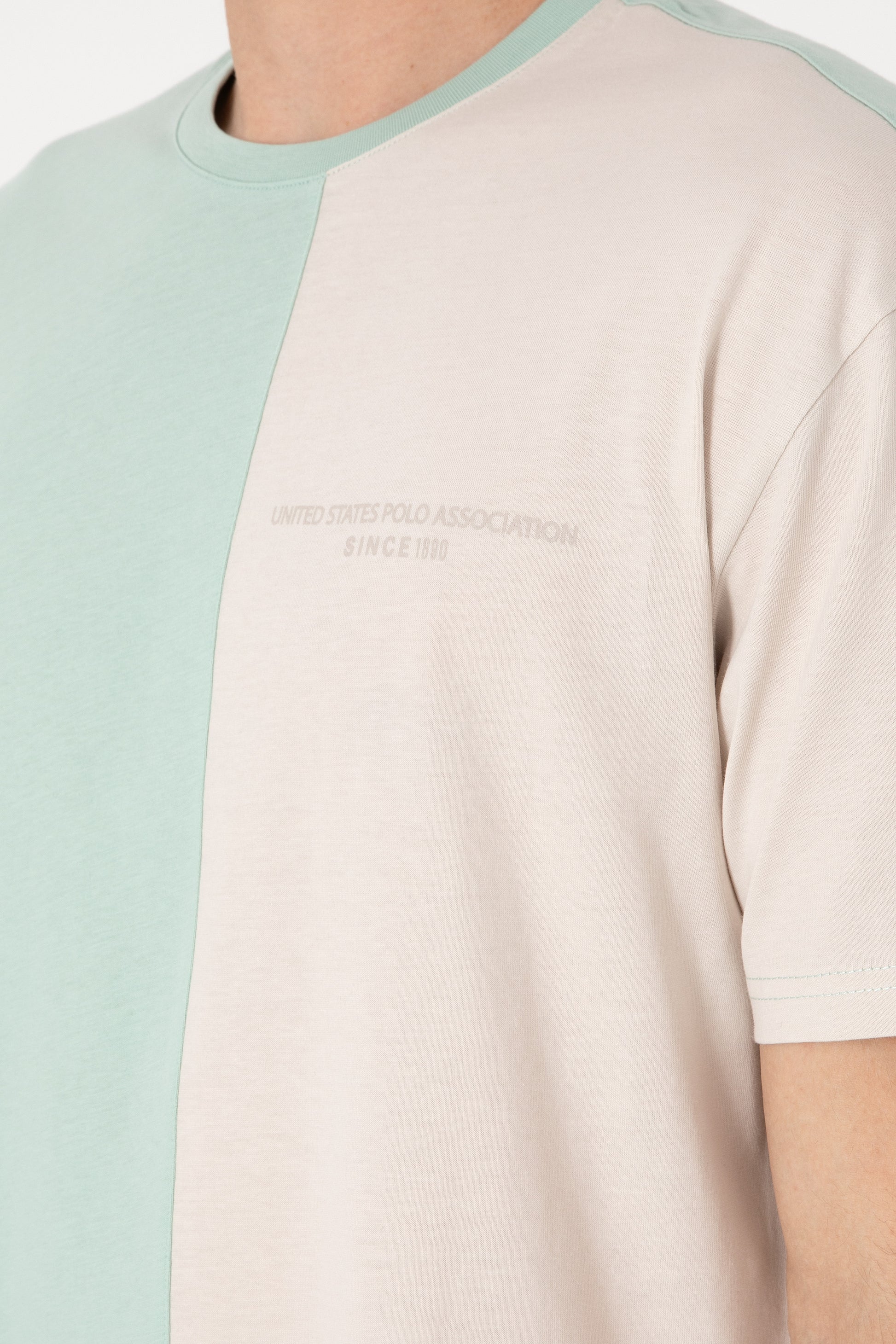 Men's Comfort Fit Crew Neck Water Green T-Shirt