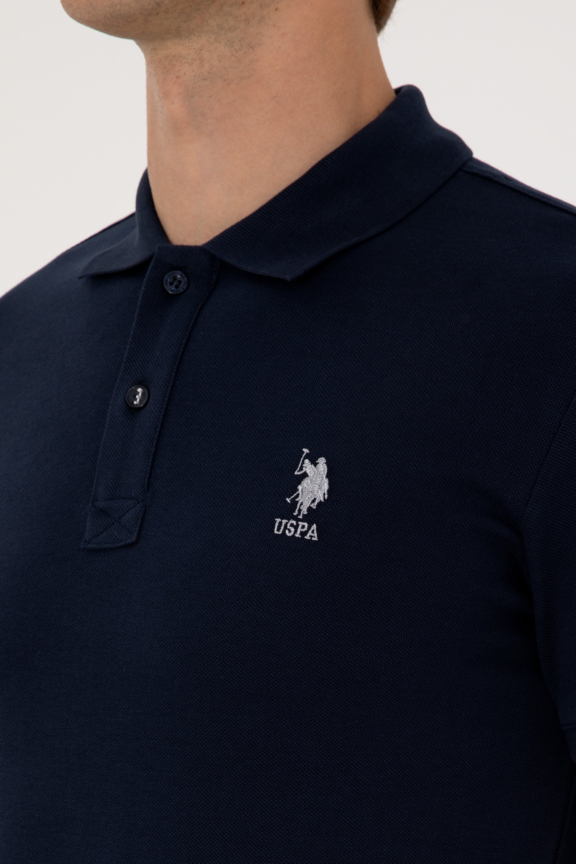 Men's Slim Fit Polo Neck Navy Basic T-Shirt