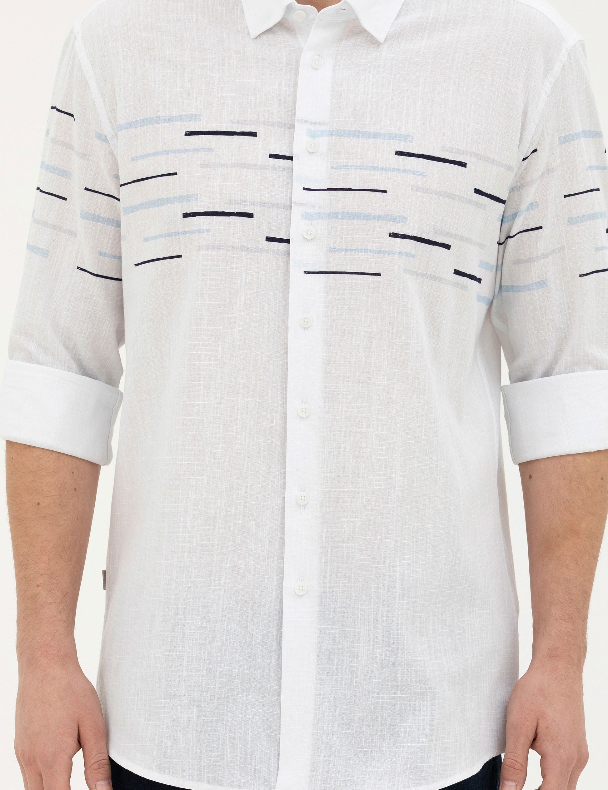 Navy Blue Slim Fit Long Sleeve Shirt