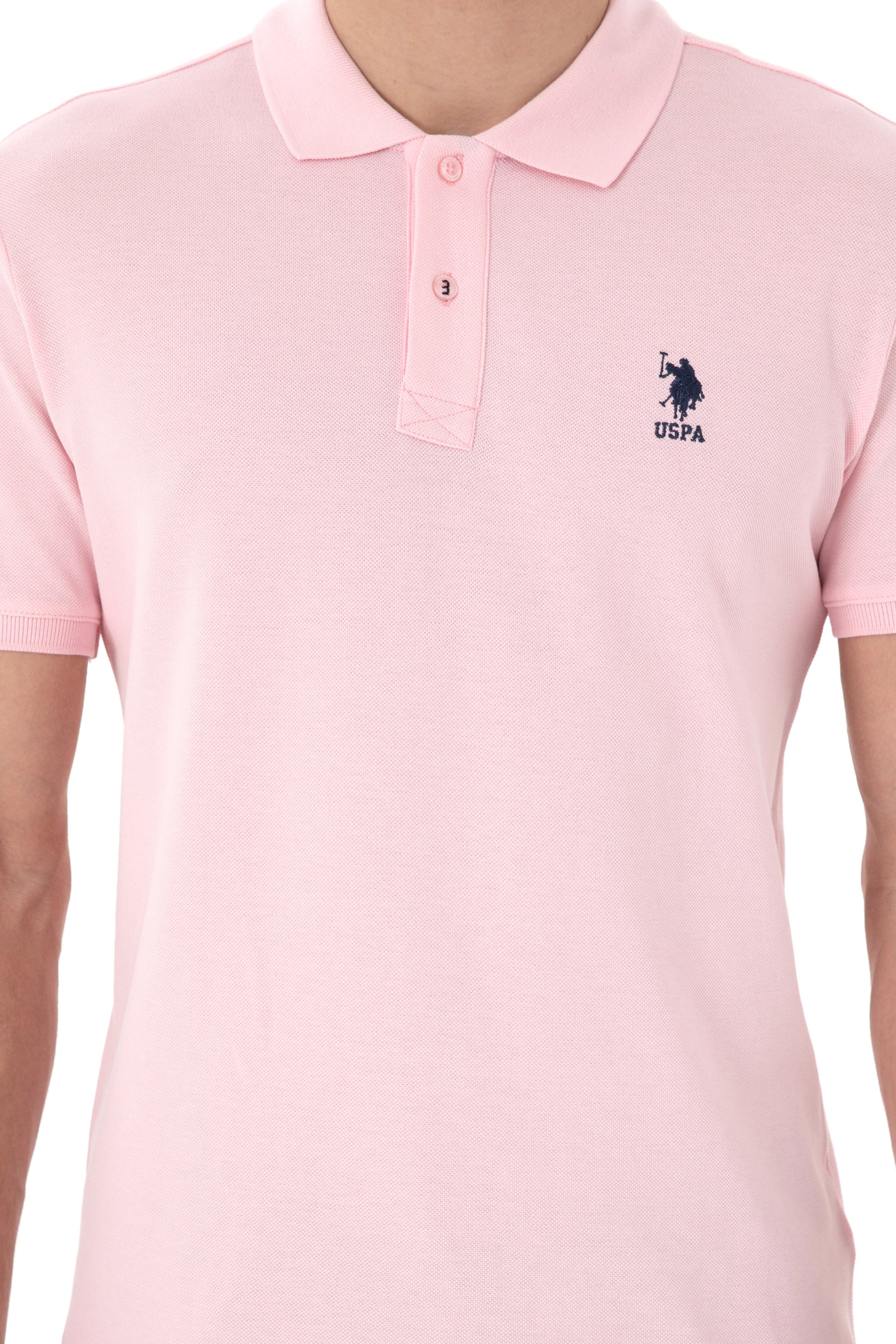 Men's Slim Fit Polo Neck Light Pink Basic T-Shirt