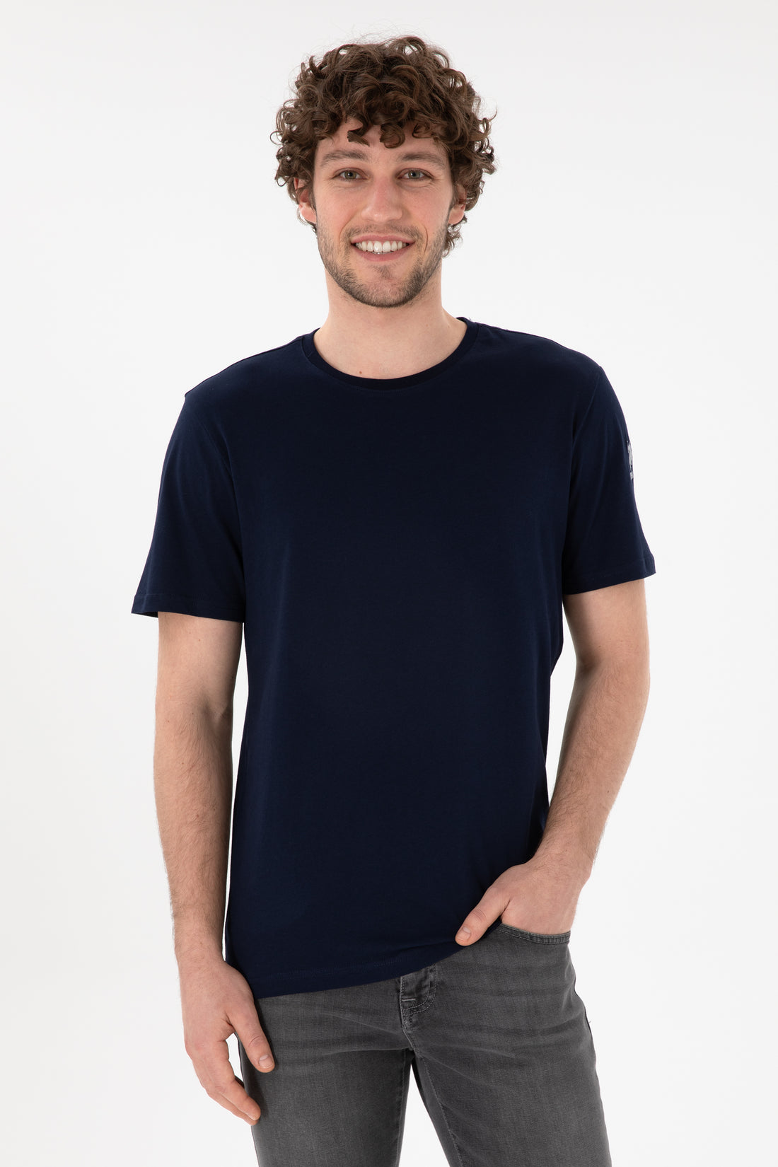 Men's Regular Fit Crew Neck Navy Basic T-Shirt