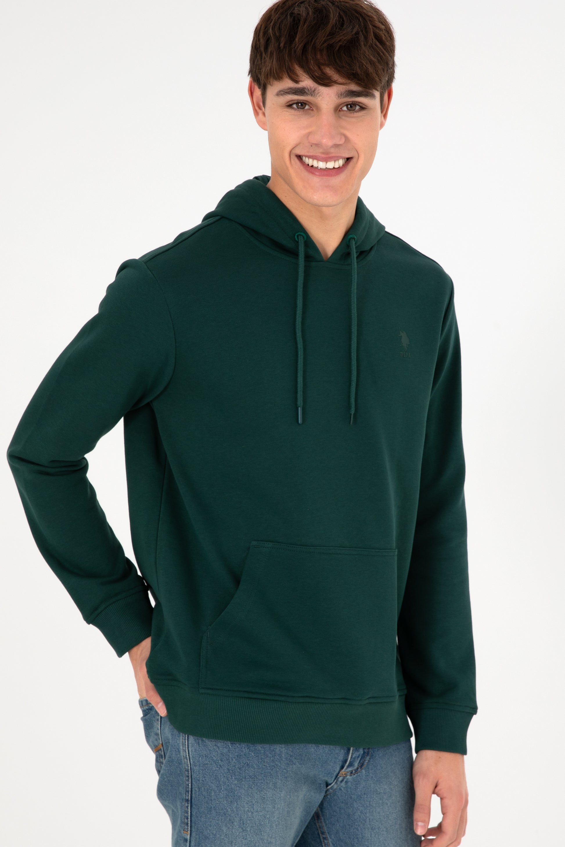 Men's Dark Green Basic Sweatshirt