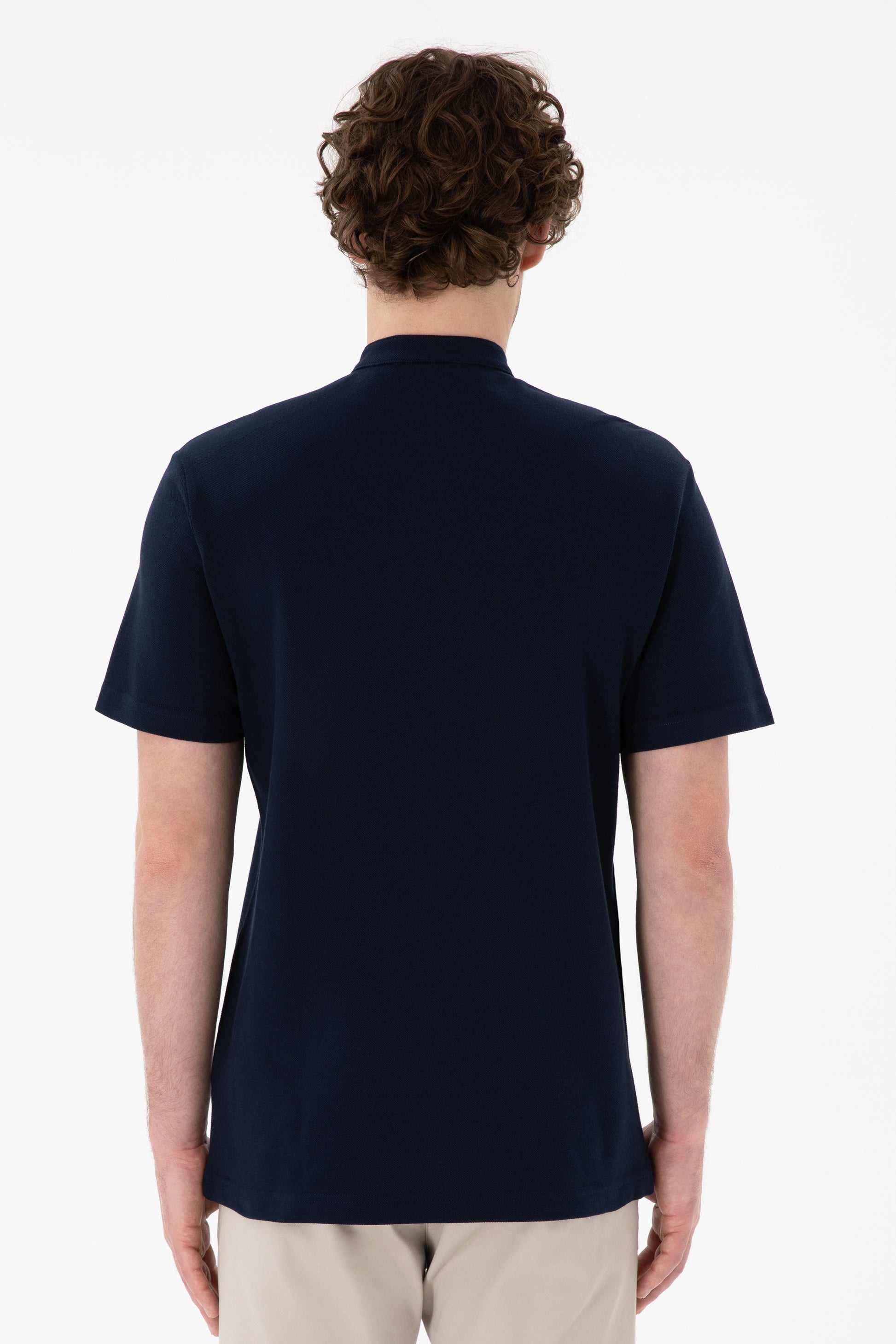 Men's Regular Fit Dominant Collar Navy Basic T-Shirt