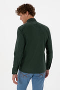 Men's Dark Green Long Sleeve Basic Shirt