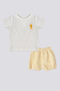 Baby Girl Yellow Frill 2-Piece Short Sleeve T-Shirt Set