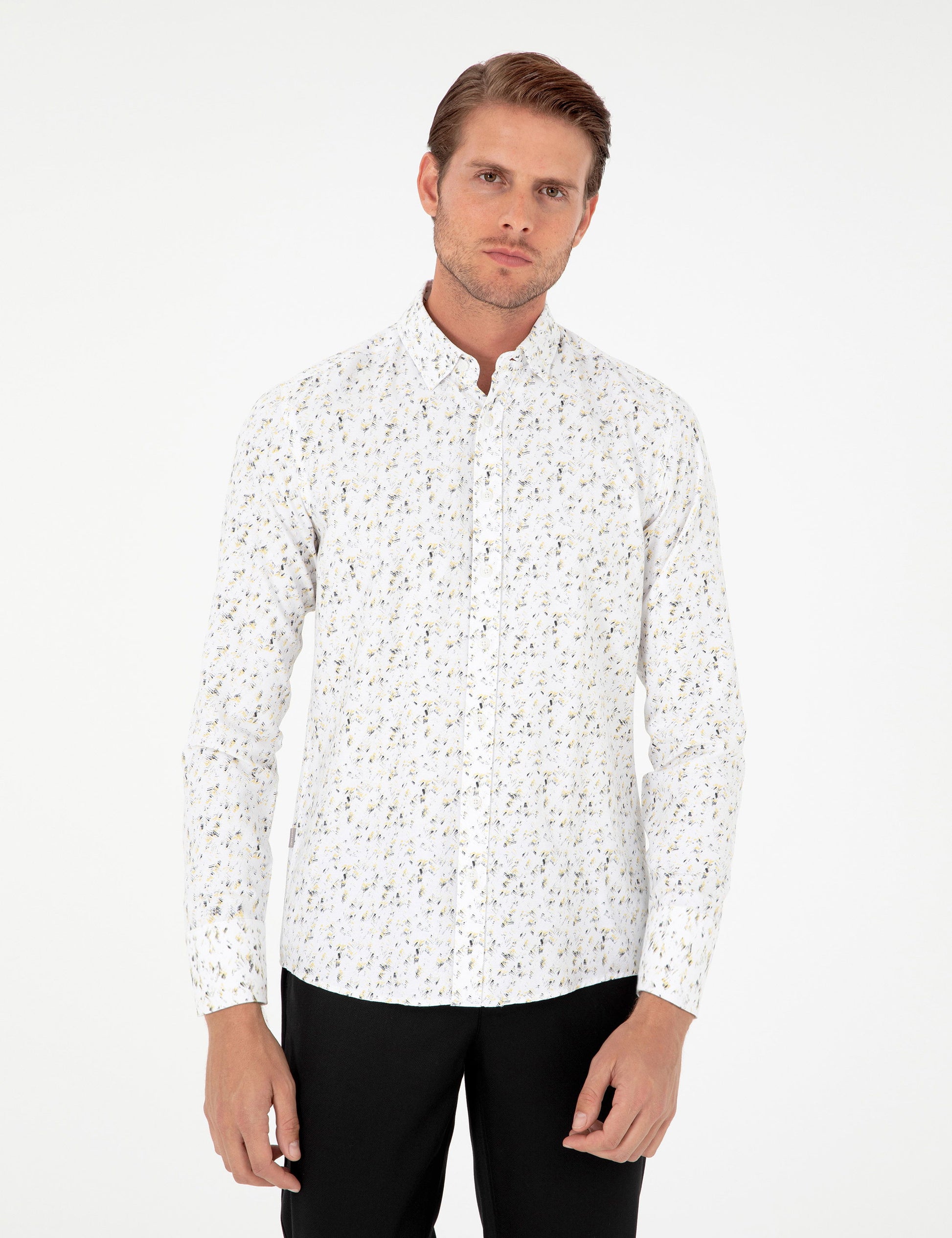 Grey Slim Fit Long Sleeve Shirt
