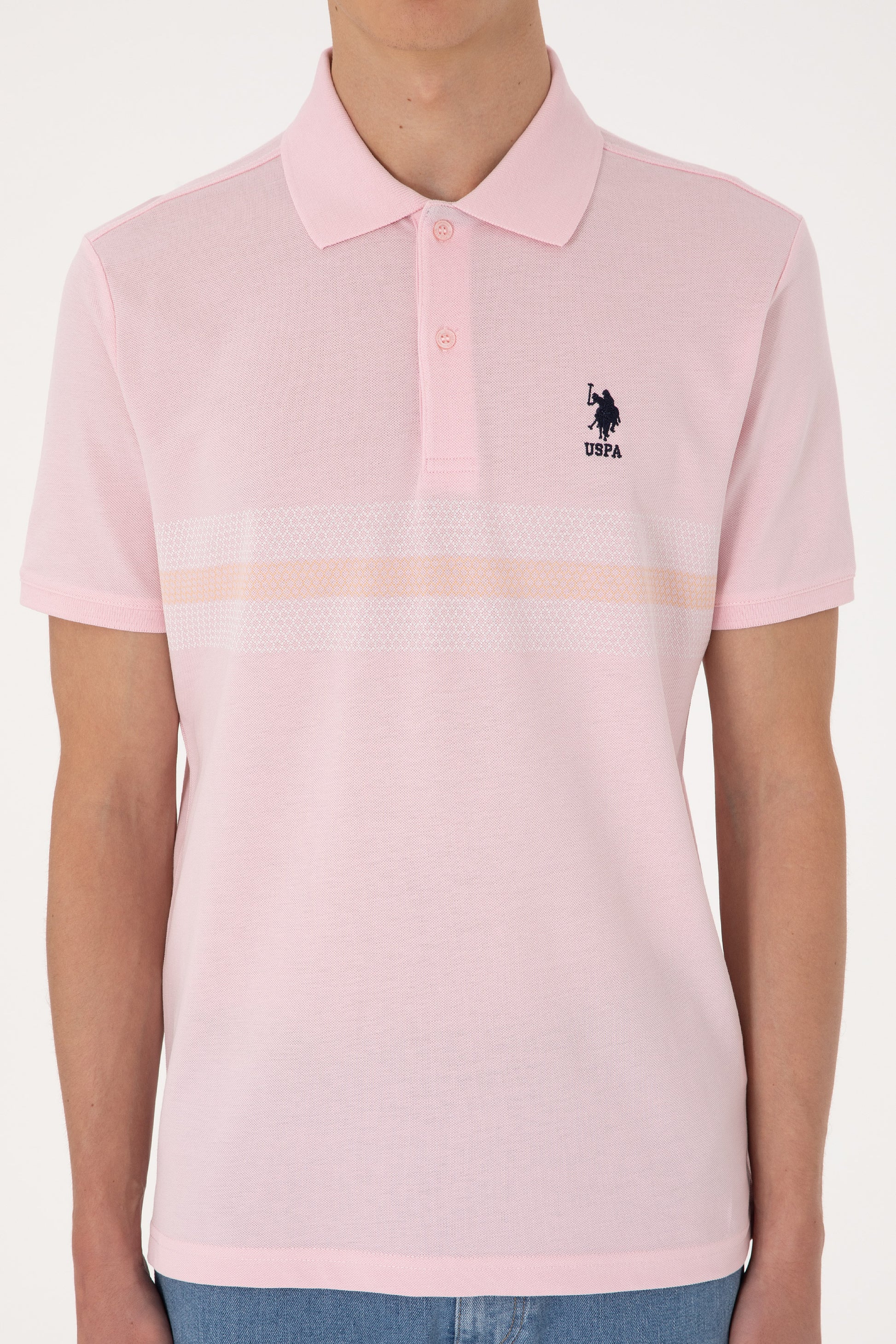 Men's Regular Fit Polo Neck Light Pink T-Shirt