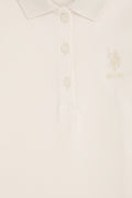Girls' Cream Polo Collar Basic Sweatshirt