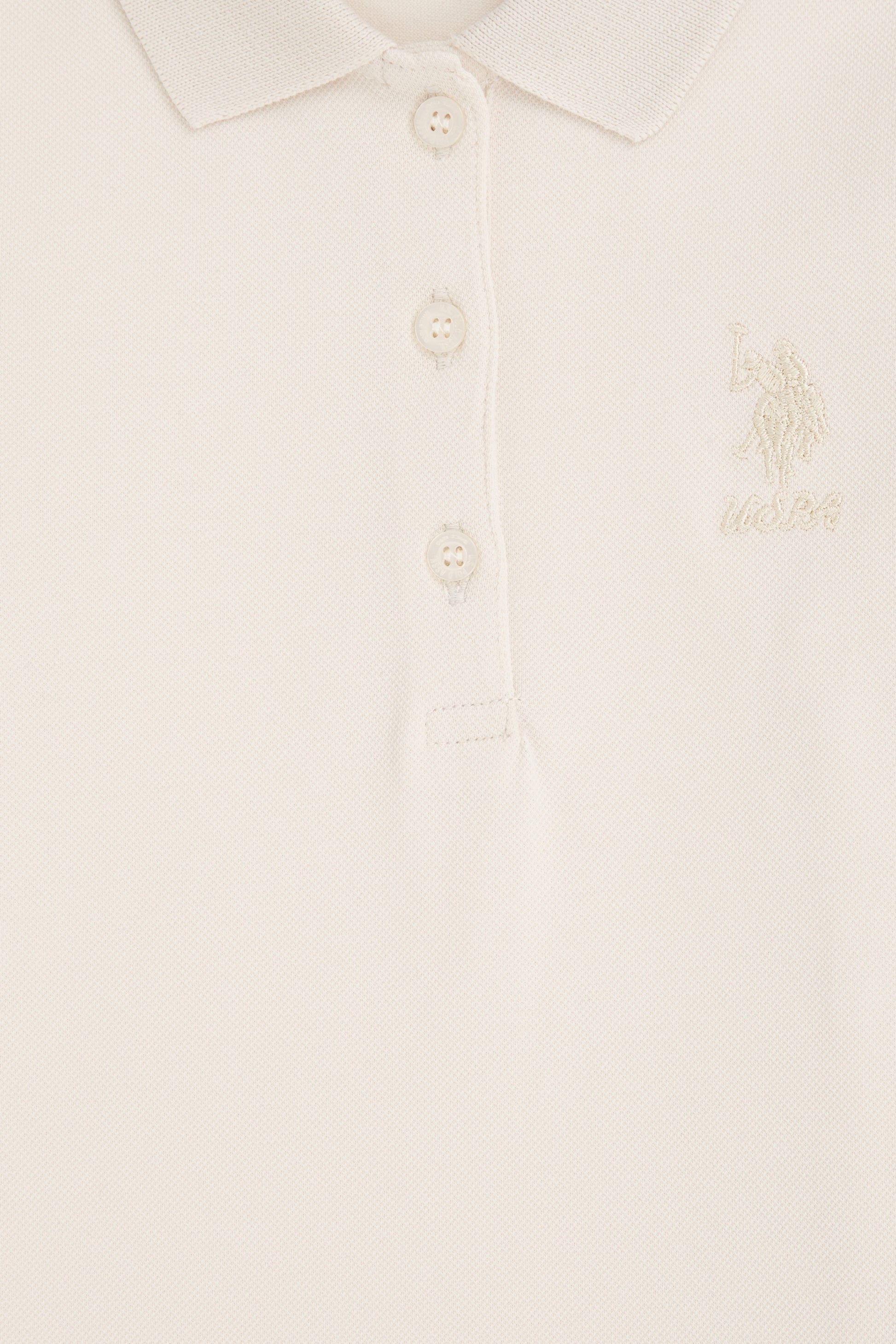 Girls' Cream Polo Collar Basic Sweatshirt