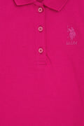 Girls' Fuchsia Polo Collar Basic Sweatshirt