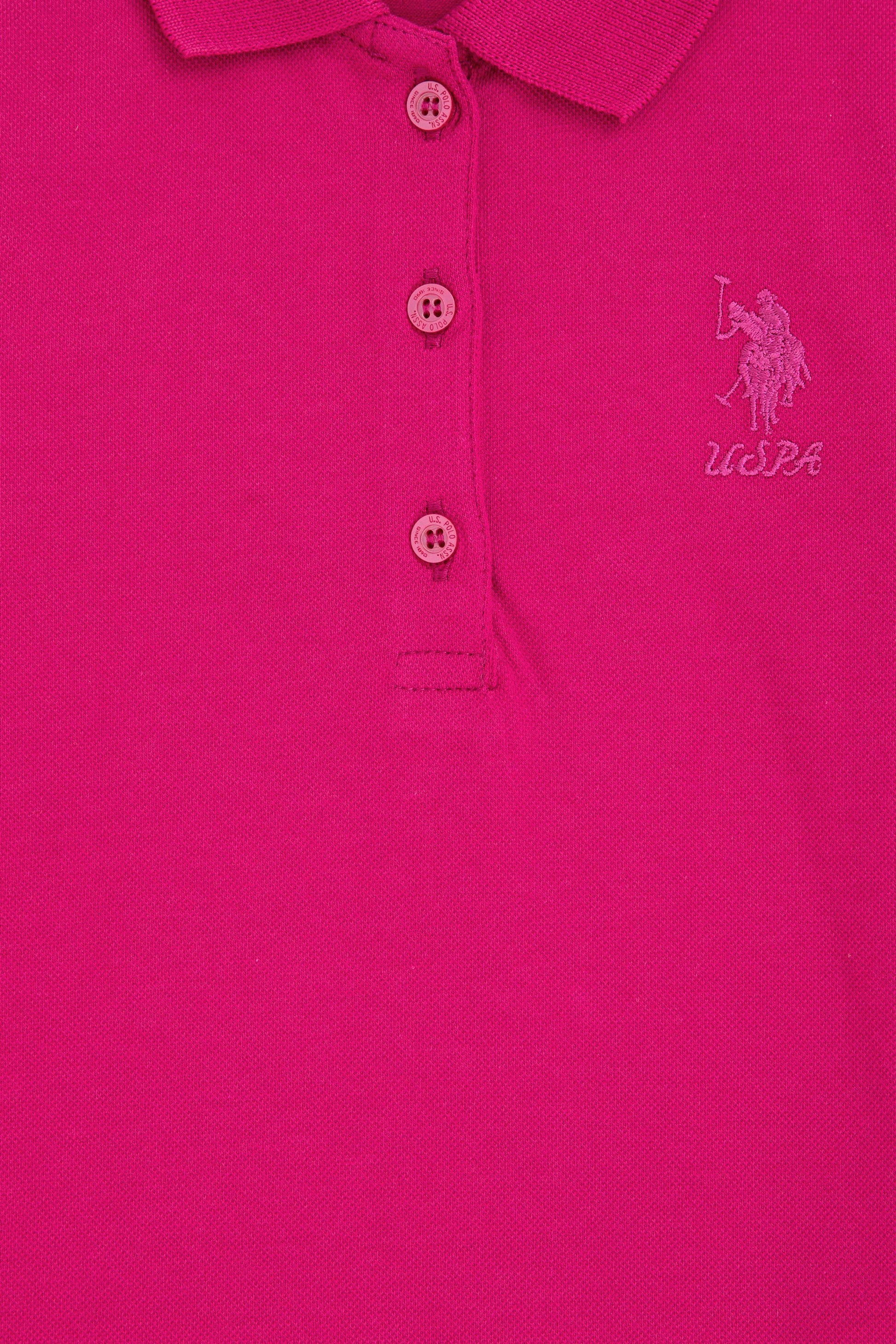 Girls' Fuchsia Polo Collar Basic Sweatshirt