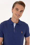 Men's Slim Fit Polo Neck Light Navy Basic T-Shirt