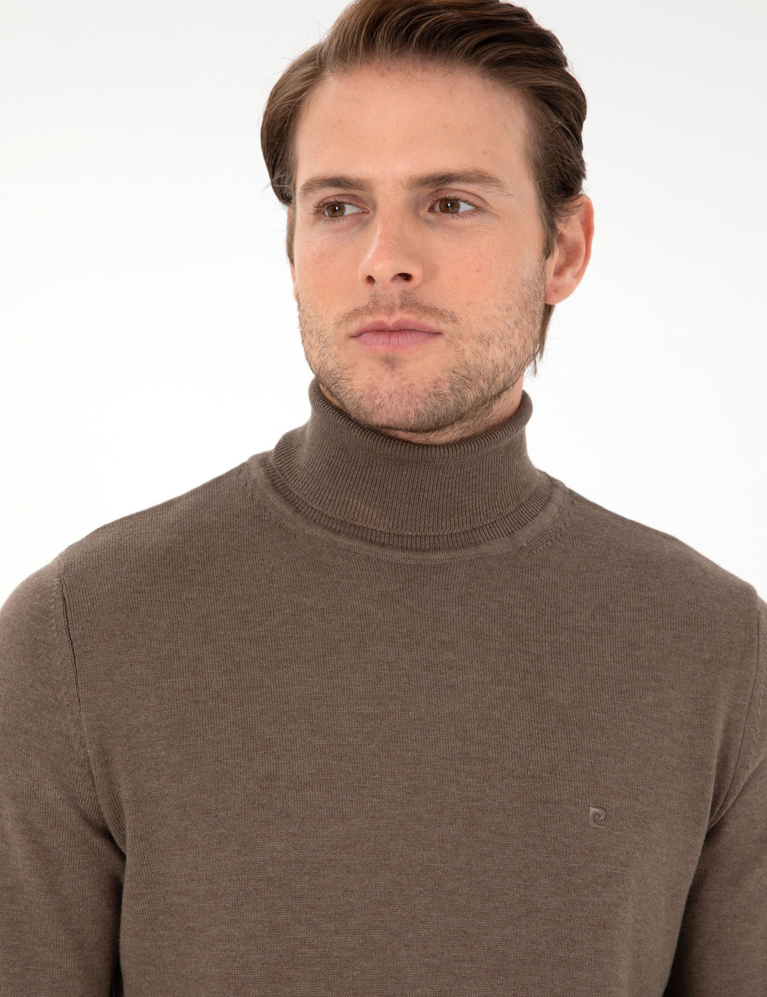 Mink Melange Slim Fit Turtleneck Basic Knitwear Sweater