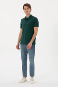 Men's Slim Fit Polo Neck Dark Green Basic T-Shirt