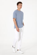 Men's Comfort Fit Crew Neck Blue Wash T-Shirt