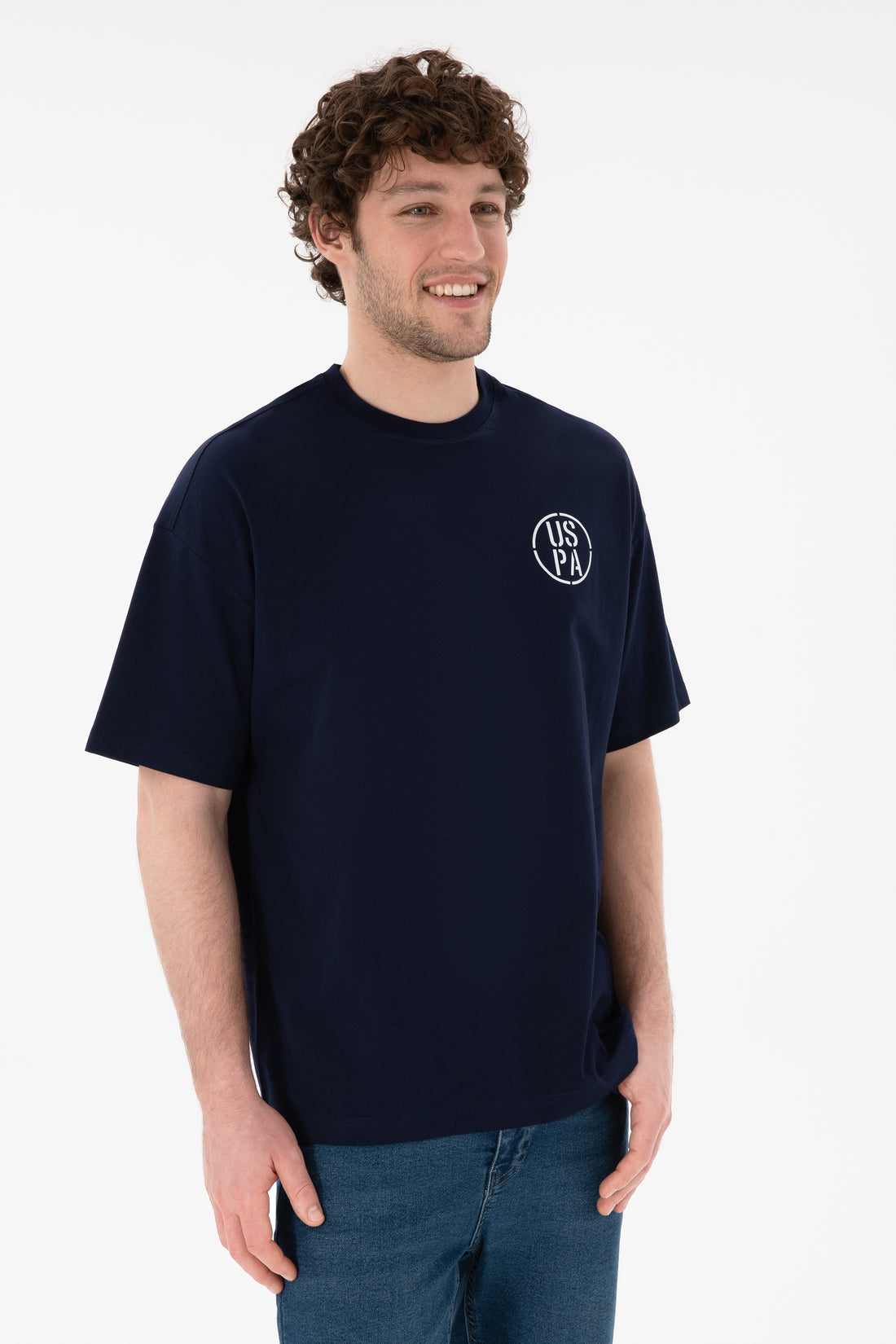 Men's Oversize Fit Crew Neck Navy T-Shirt