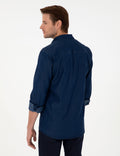 Navy Blue Regular Fit Jeans Shirt