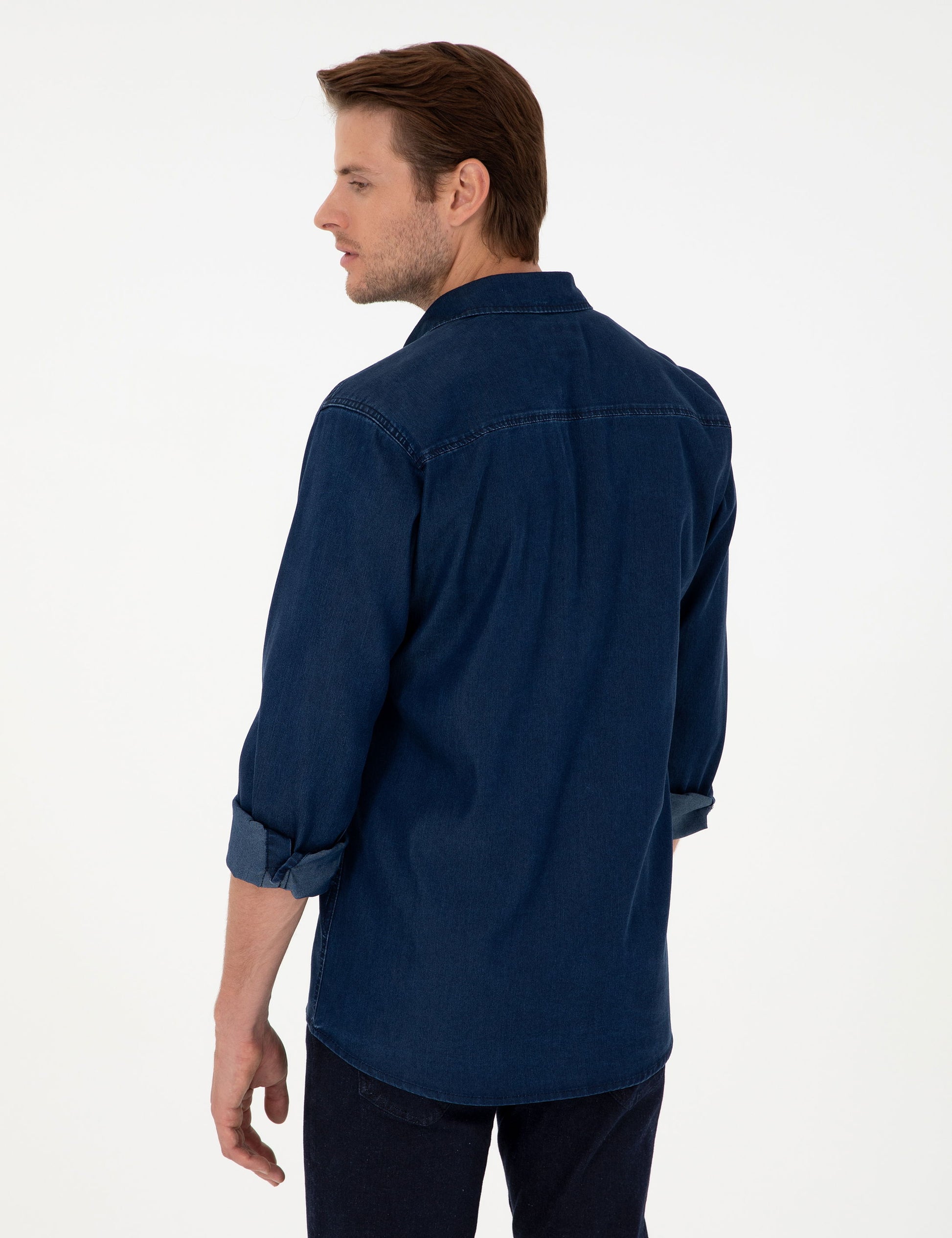 Navy Blue Regular Fit Jeans Shirt